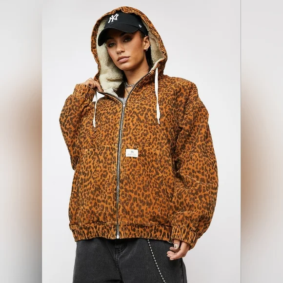 BDG Leopard Print Cord Skater Jacket - Picture 2 of 7